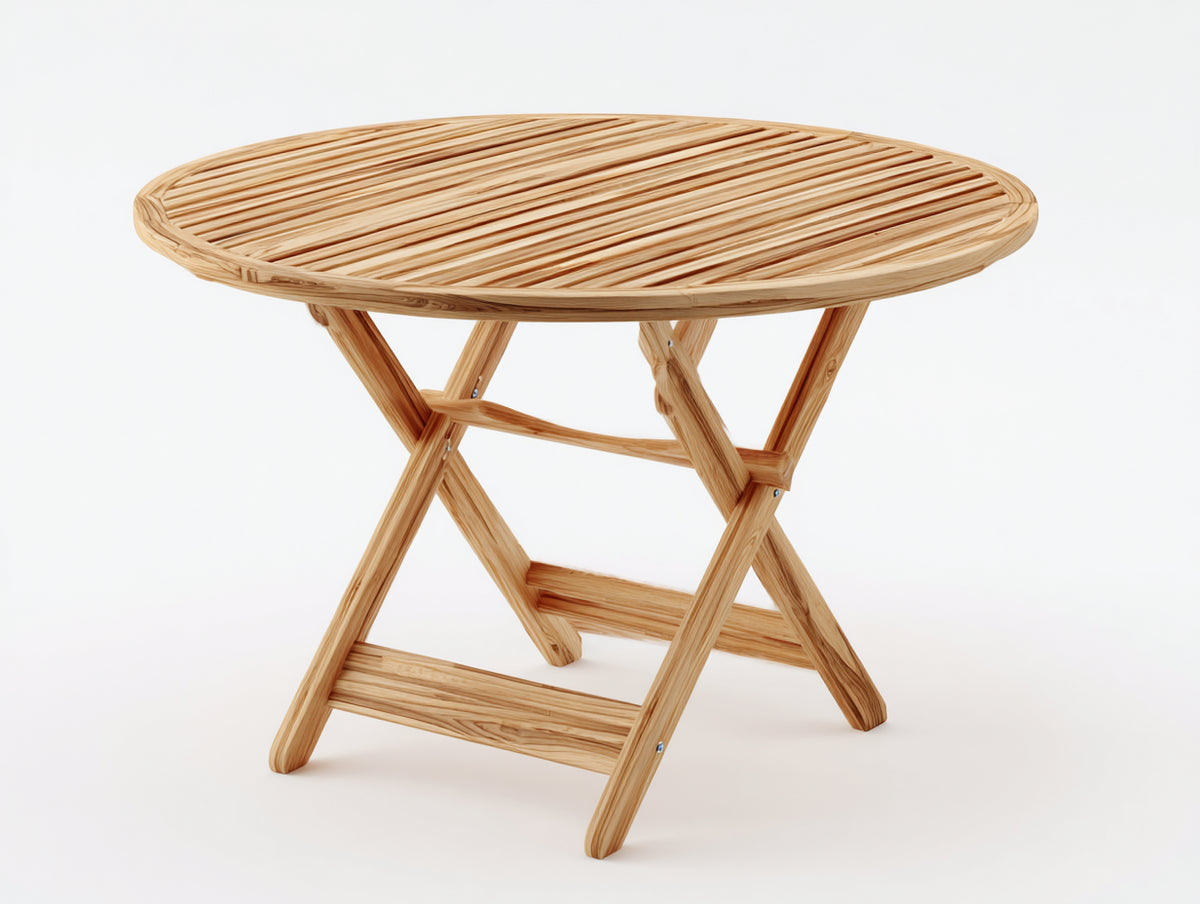 Mesas de jardín de madera maciza - 100 x 100 x 75 cm - madera natural - diseño redondo plegable para exterior
