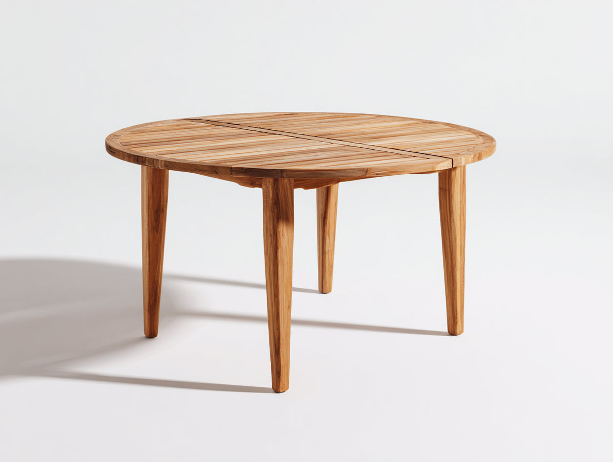 Mesas de jardín de madera maciza - 120 x 120 x 75 cm - madera natural - diseño redondo para exterior