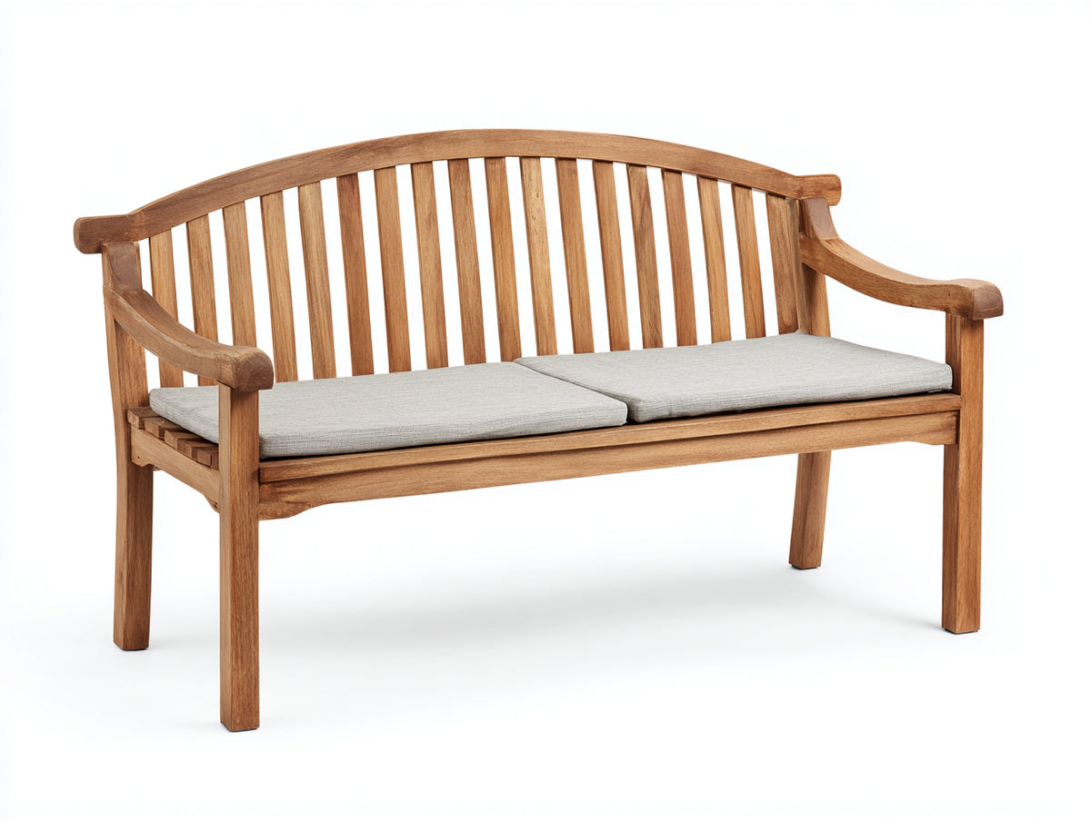 Bancos de jardín de madera 150 x 62 x 90 cm - Marrón natural y gris claro - Diseño clásico con respaldo curvo