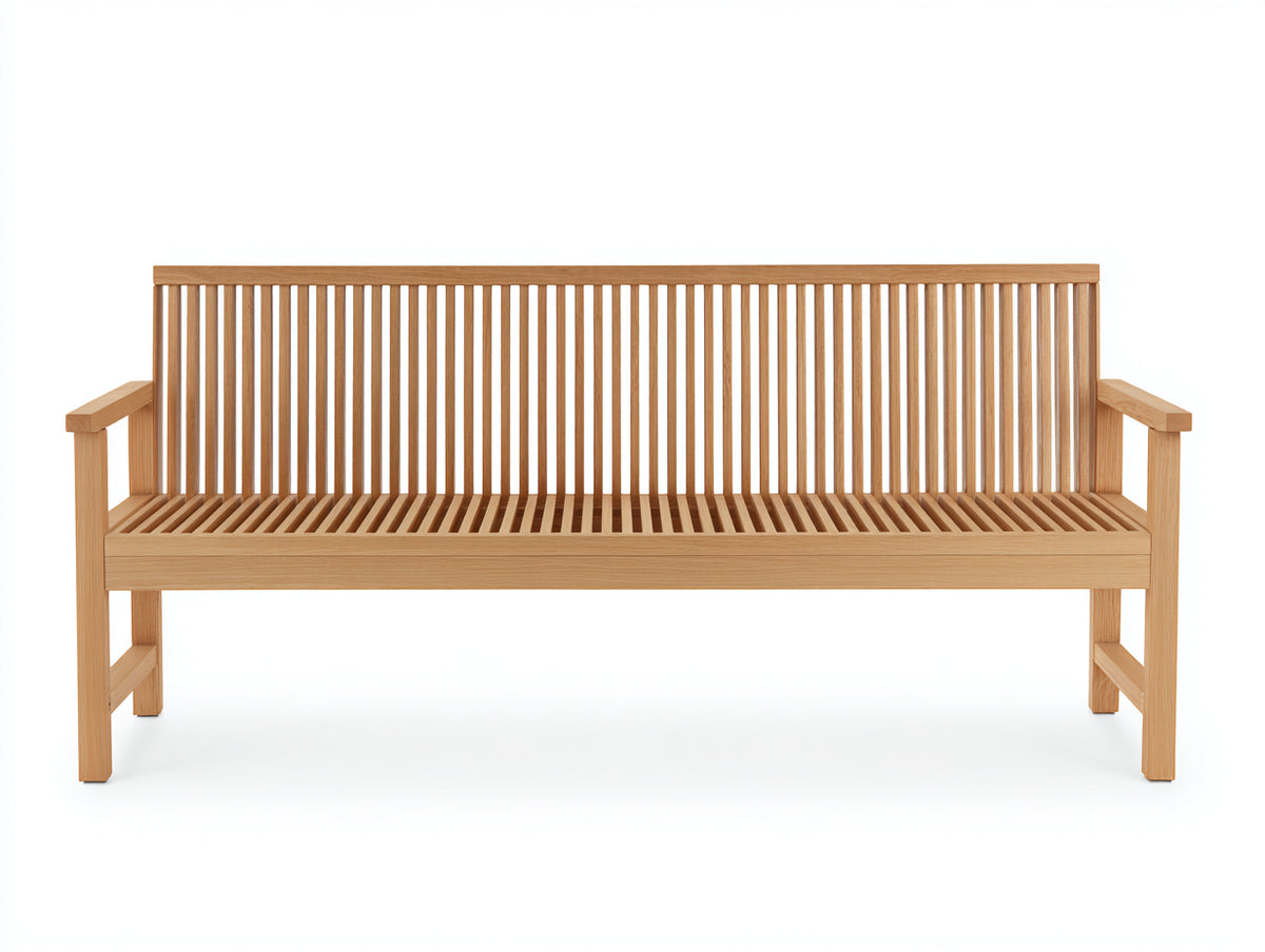 Bancos de jardín - madera - 180 x 62 x 90 cm - natural - diseño clásico de 3 plazas con asiento y respaldo de listones