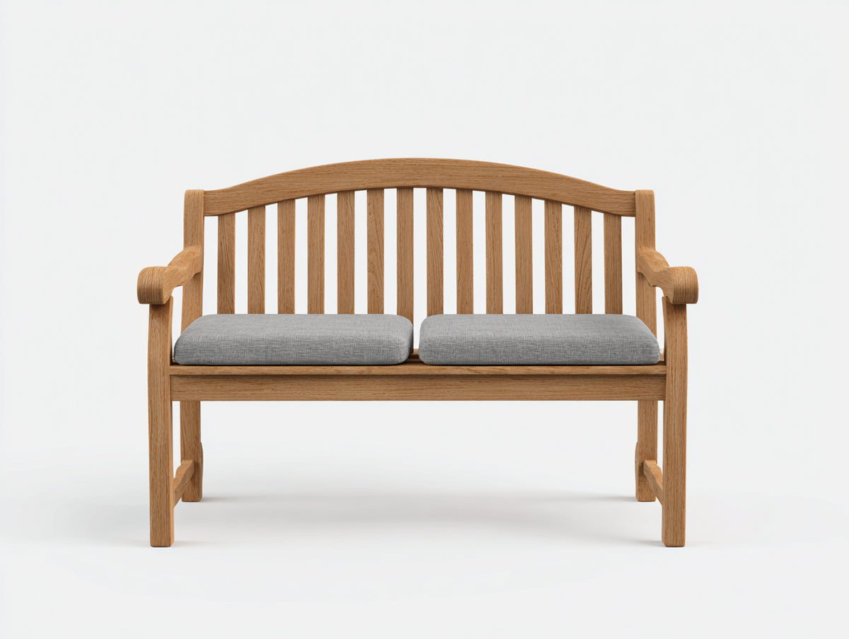 Banco de jardín de madera con cojines 150x60x90 cm - Madera natural-Gris - Diseño clásico para exterior