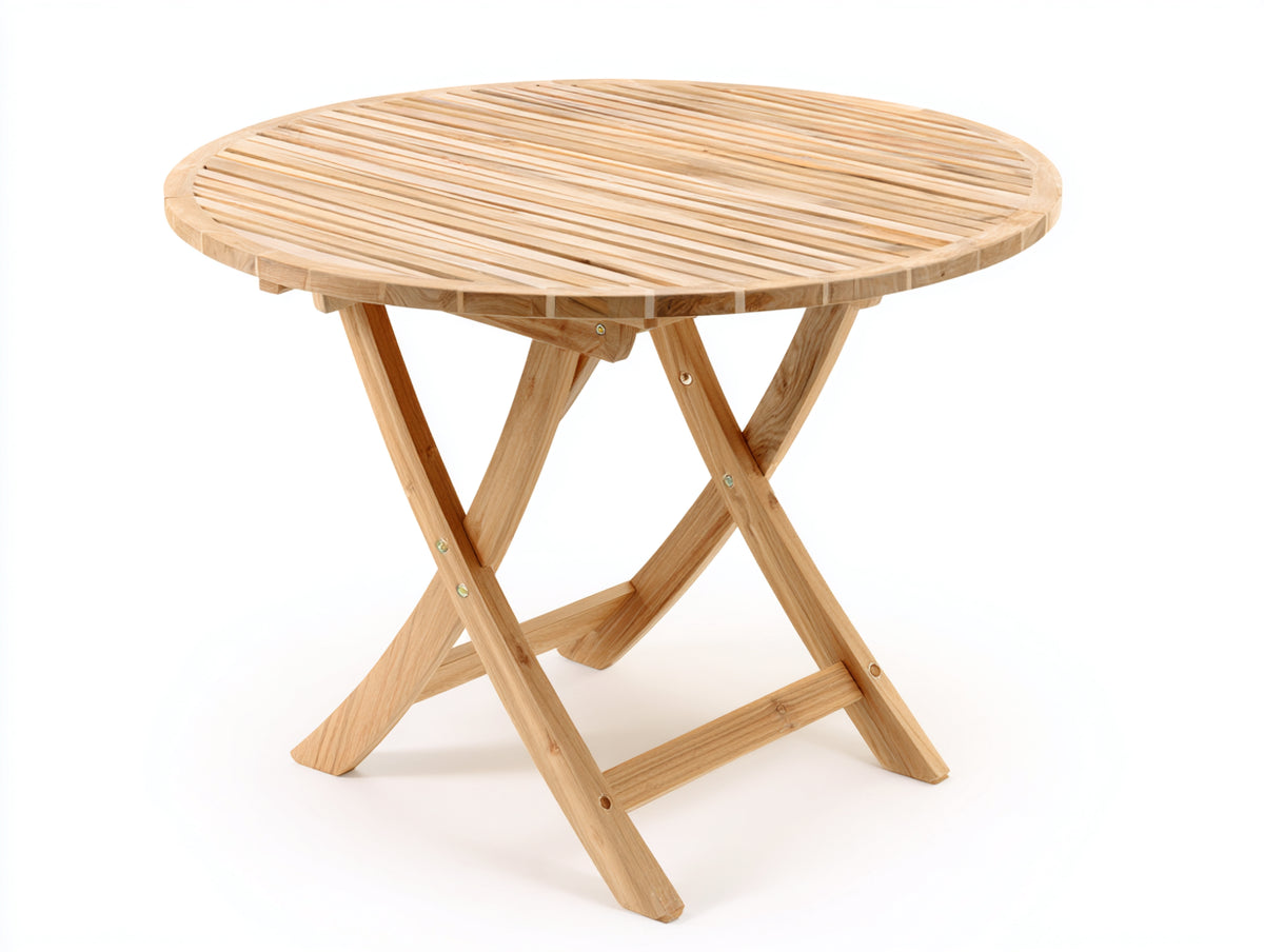 Mesas de jardín de madera maciza - 90 x 90 x 75 cm - madera natural - diseño redondo plegable