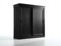 Armarios - madera - 160 x 60 x 190 cm - negro - diseño clásico con 2 puertas correderas