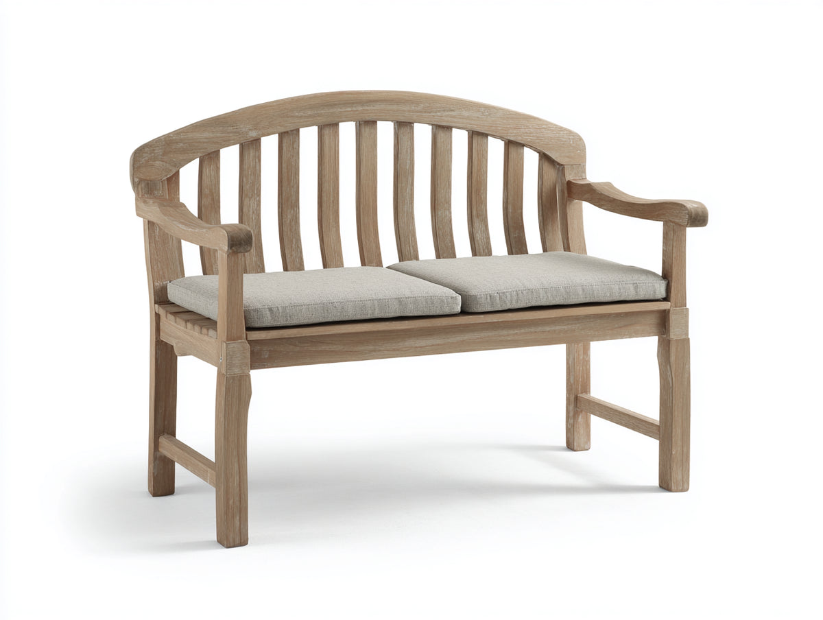 Bancos de jardín de madera 130x60x90 cm - marrón claro y beige - diseño clásico con respaldo curvo y reposabrazos
