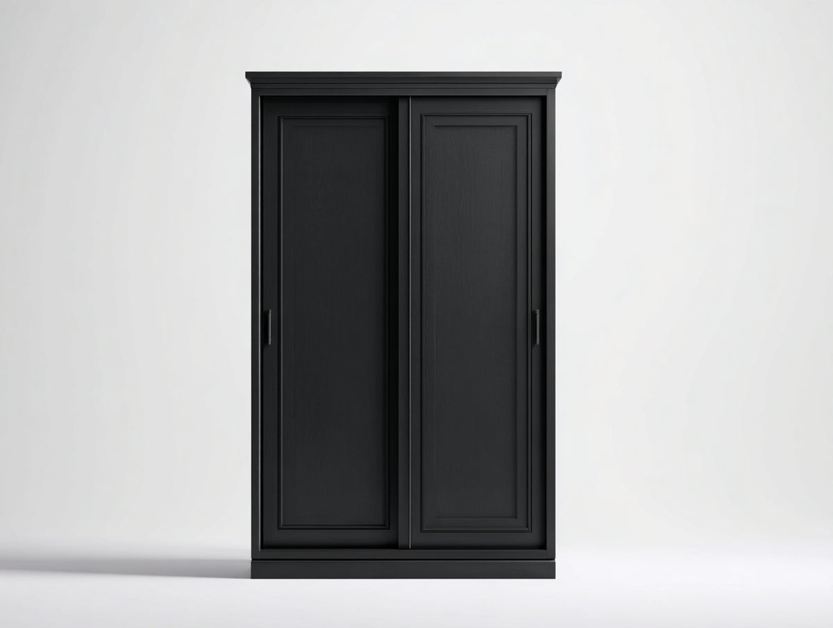 Armarios de madera 120x55x200 cm - negro - diseño clásico con 2 puertas