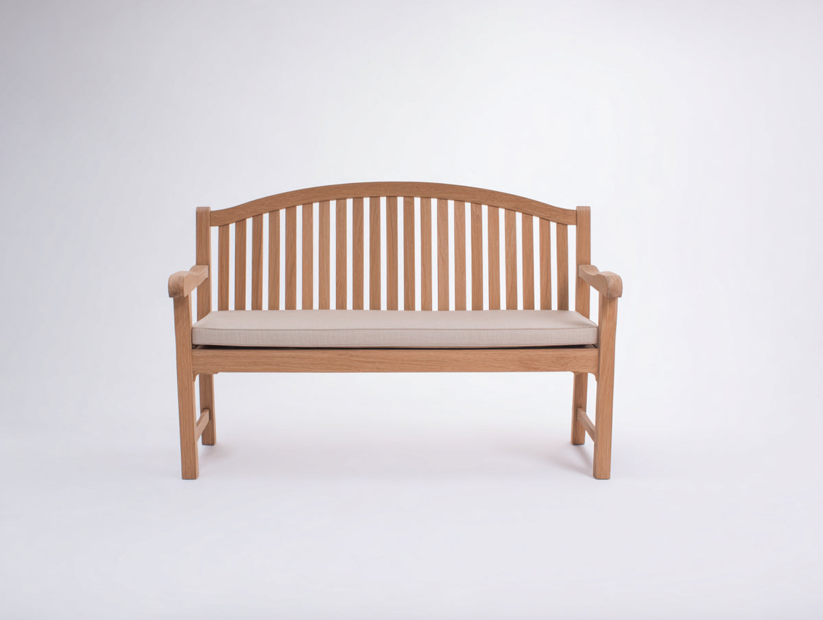 Bancos de jardín de madera 125x58x90 cm - marrón natural y beige - diseño clásico con respaldo curvo y asiento acolchado