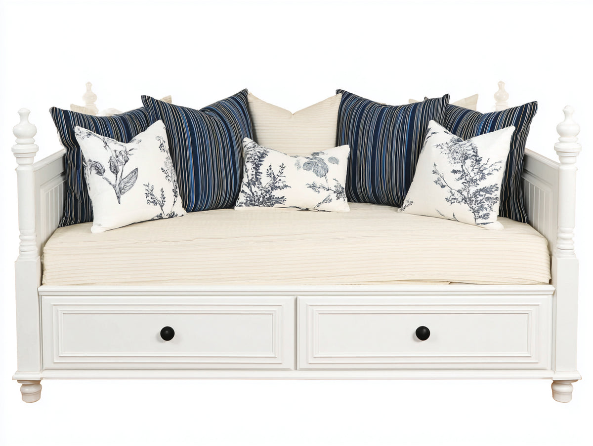 Sofás cama de madera 205x95x90 cm - blanco roto - diseño clásico con 2 cajones