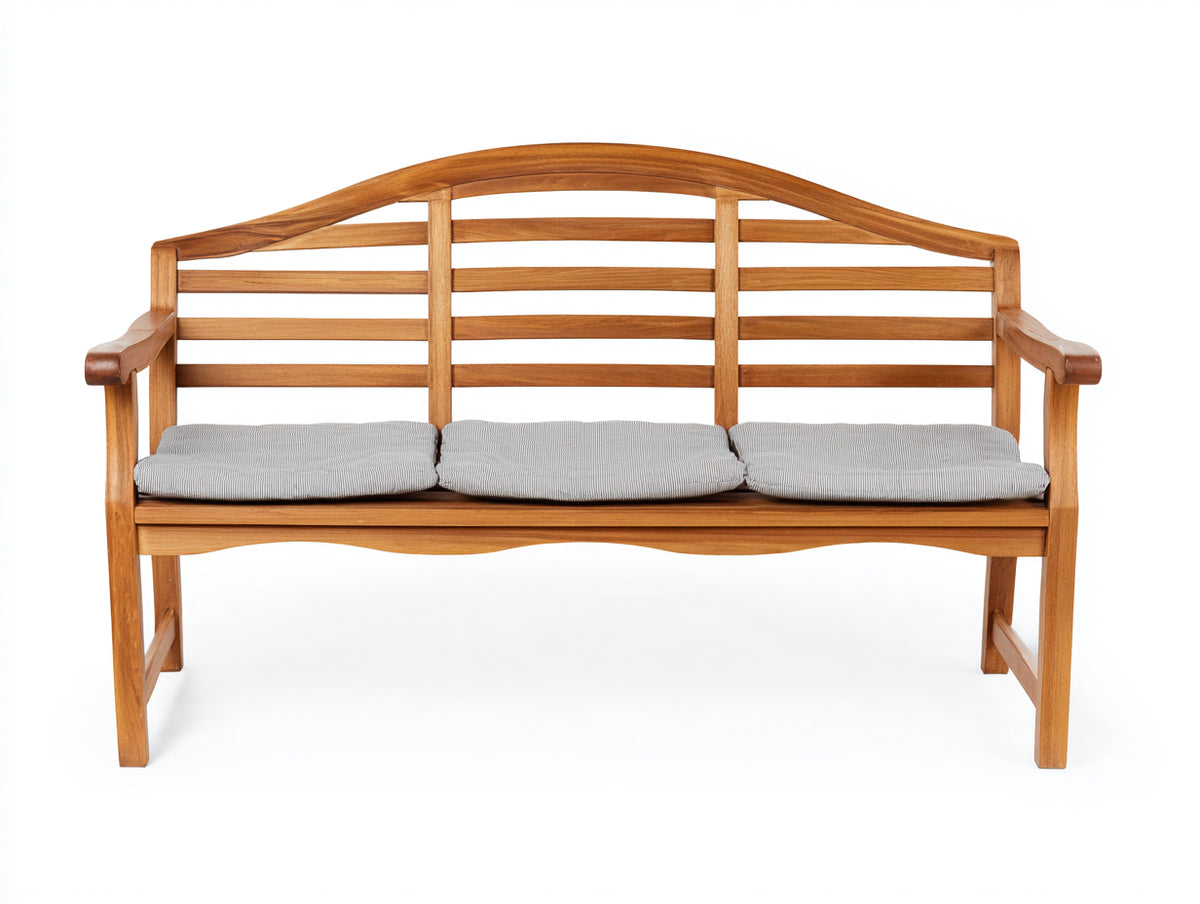 Bancos de jardín de madera 160 x 62 x 100 cm - Marrón miel y gris claro - Diseño clásico con respaldo arqueado y reposabrazos