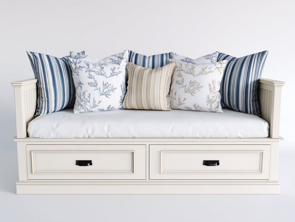 Sofás cama de madera 205x100x92 cm - blanco roto - diseño clásico con 2 cajones