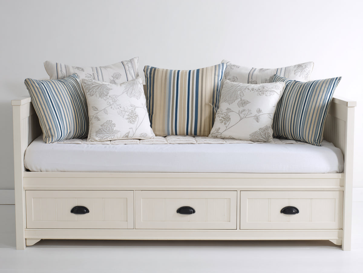 Sofás cama - madera - 210 x 100 x 95 cm - blanco crema - diseño clásico con 3 cajones de almacenamiento