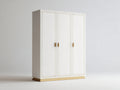 Armario de tres puertas de madera 180x60x200 cm - Blanco-Dorado - Diseño elegante clásico con gran capacidad de almacenamiento